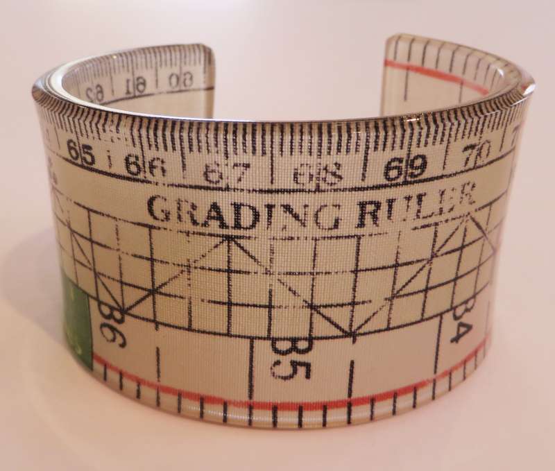 White and Green Tape Measure Double Cuff